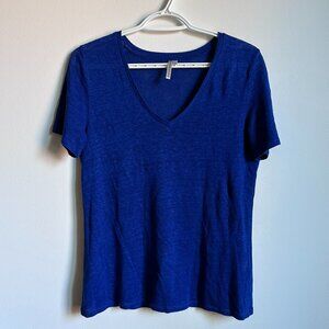 NWOT BANANA REPUBLIC Royal Blue Linen Knit V-Neck Tee